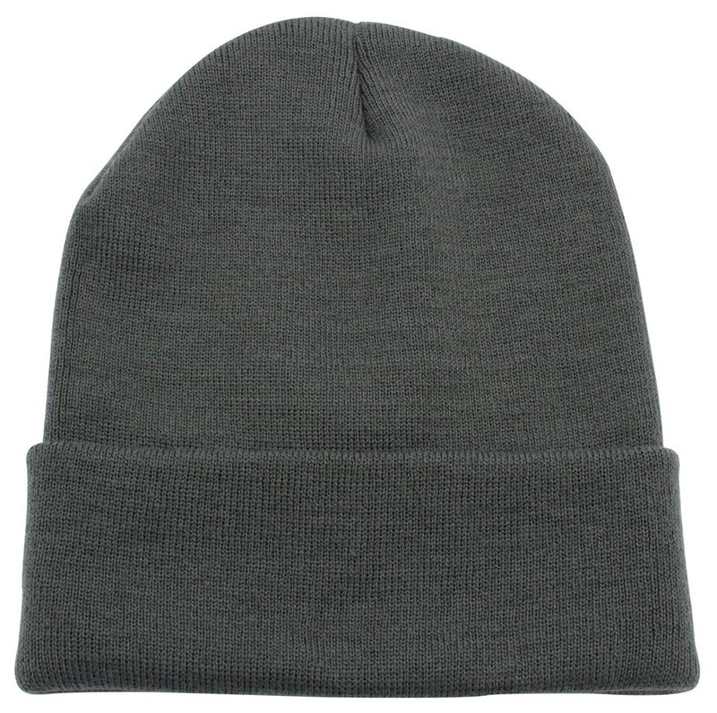 Top Level Unisex Cuffed Plain Skull Beanie Toboggan Knit Hat/Cap, Dark Grey - Image 1